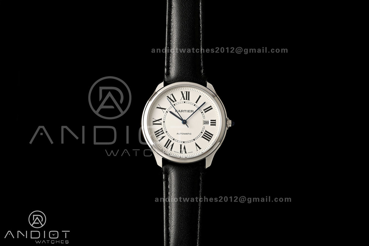 Ronde Louis 40 SS BSF Best Edition White Dial on Black Leather Strap A1847